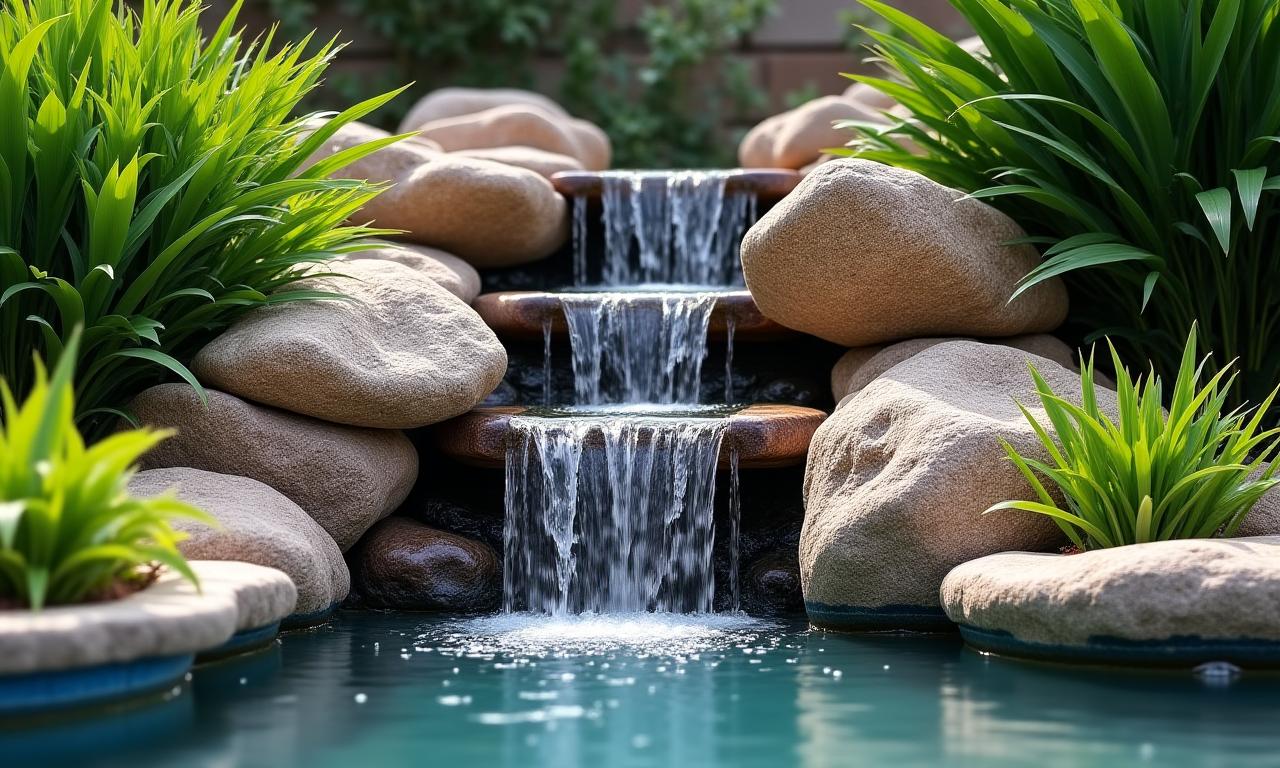 Custom Garden Waterfall with Natural Stone